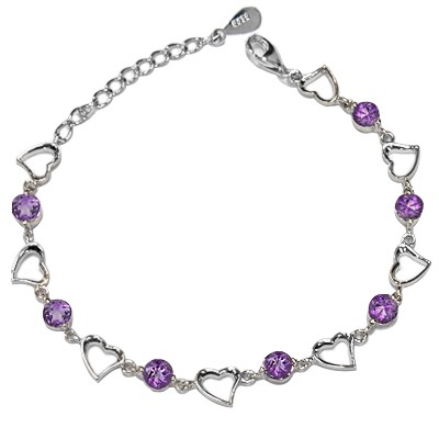 EXCLUSIVE BRAZILIAN PURPLE AMETHYST 0.925 STERLING SILVER W/ PLATINUM BRACELET