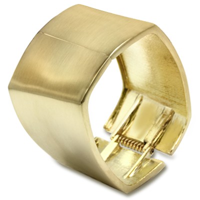 GORGEOUS! 1.50 INCHES WIDE YELLOW GOLD CHROMIUM STEEL BRACELET