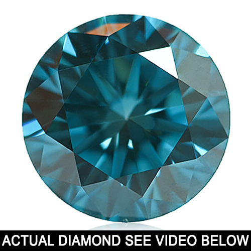 0.96 CARAT GENUINE BLUE DIAMOND ROUND CUT LOOSE