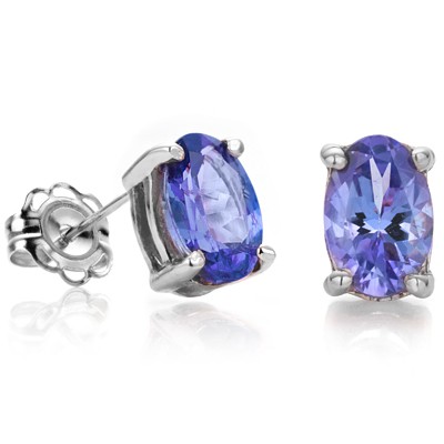 SPECTACULAR (VS1 - CLARITY) 2.59 CT GENUINE TANZANITE 0.925 STERLING SILVER W/ PLATINUM EARRINGS