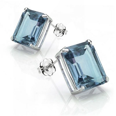 HANDSOME & ENTICING! 2.15 CT BLUE TOPAZ 0.925 STERLING SILVER W/ PLATINUM EARRINGS