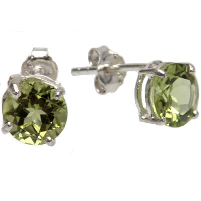 ATTRACTIVE LIME GREEN PERIDOT 0.925 STERLING SILVER W/ PLATINUM EARRINGS