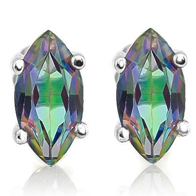 BRILLIANT 4 CT MYSTIC TOPAZ 0.925 STERLING SILVER W/ PLATINUM EARRINGS