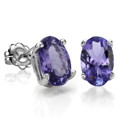 MARVELOUS! CHARMING 3.00 CT GENUINE TANZANITE 0.925 STERLING SILVER W/ PLATINUM EARRINGS