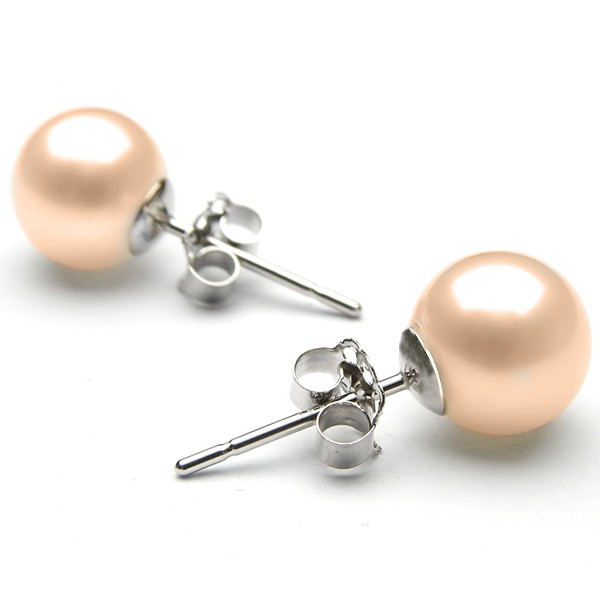 SMOOTH DE LACREAMA 8 MM NATURAL FRESHWATER PEARL 0.925 STERLING SILVER EARRINGS