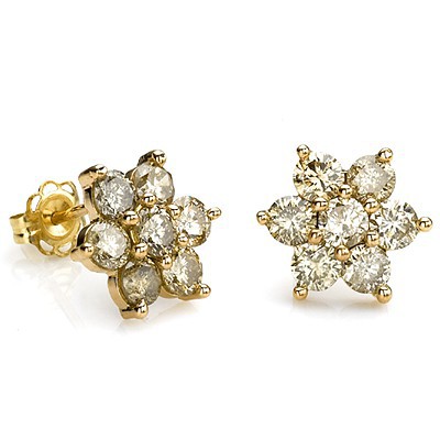 PRICELESS 1.02 CARAT GENUINE DIAMOND 10K SOLID YELLOW GOLD EARRINGS