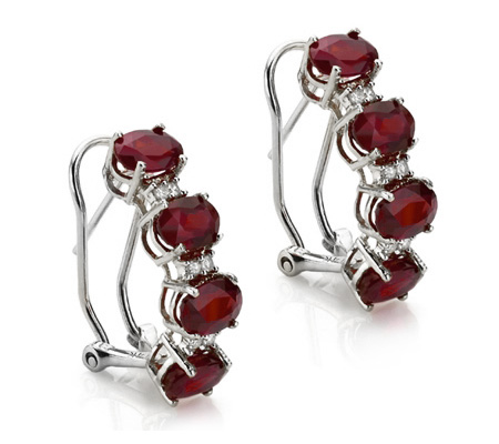 5 1/5 CARAT GARNET & DIAMOND 925 STERLING SILVER EARRINGS