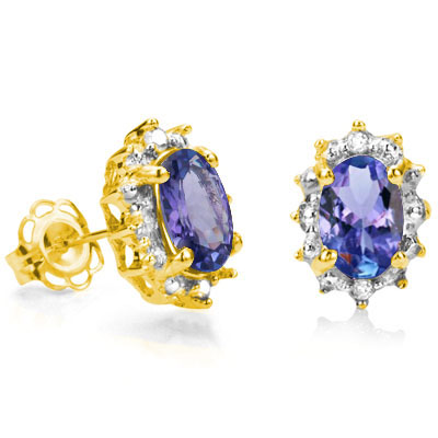 4/5 CARAT TANZANITE & DIAMOND 925 STERLING SILVER EARRINGS