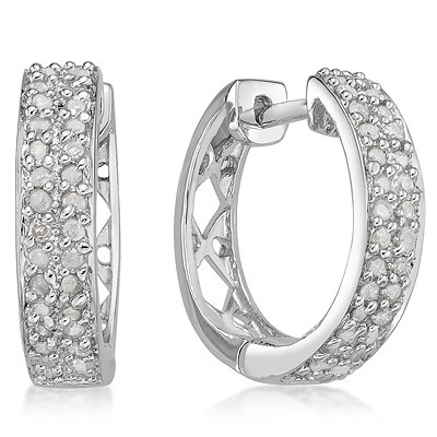 1/3 CARAT 60 PCS DIAMOND 18K GOLD OVER STERLING SILVER EARRINGS