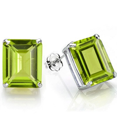PRICELESS 1.20 CT PERIDOT 0.925 STERLING SILVER W/ PLATINUM EARRINGS