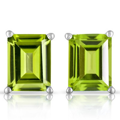 LOVELY 1.00 CT PERIDOT 0.925 STERLING SILVER W/ PLATINUM EARRINGS