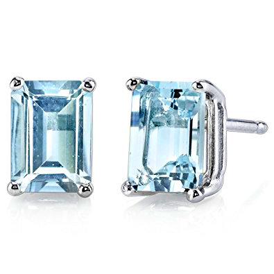 GREAT 2.50 CT BLUE TOPAZ 0.925 STERLING SILVER W/ PLATINUM EARRINGS