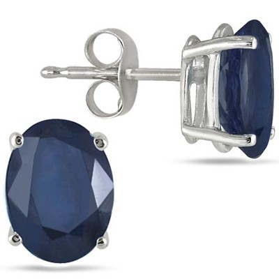 CLASSIC 1.20 CT GENUINE SAPPHIRE 0.925 STERLING SILVER W/ PLATINUM EARRINGS
