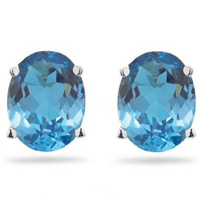 BRILLIANT BLUE TOPAZ 0.925 STERLING SILVER W/ PLATINUM EARRINGS