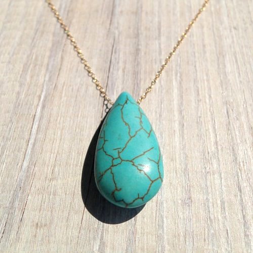 TURQUOISE 18K GOLD PLATED GERMAN SILVER WATER DROPLETS NECKLACE