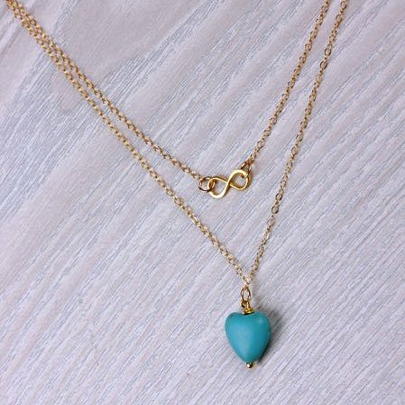 HEART SHAPE TURQUOISE 18K GOLD PLATED GERMAN SILVER NECKLACE