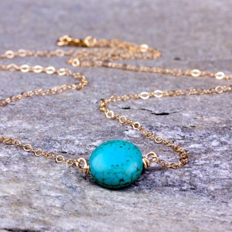 ROUND SHAPE TURQUOISE 18K GOLD PLATED GERMAN SILVER NECKLACE