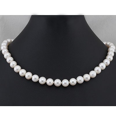 AMAZING 210.00 CT WHITE PEARL 14K SOLID YELLOW GOLD NECKLACE
