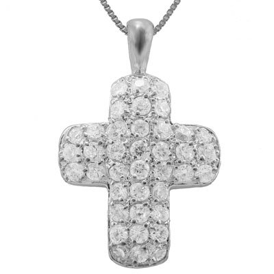 EXQUISITE 1.08 CARAT TW (36 PCS) CREATED WHITE SAPPHIRE PLATINUM OVER 0.925 STERLING SILVER PENDANT