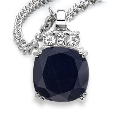 MONSTER GENUINE SAPPHIRE & GENUINE TRIPLE DIAMOND PURE 0.925 STERLING SILVER W/ PLATINUM PENDANT
