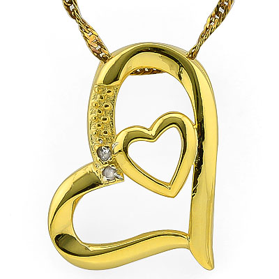 DAZZLING 0.01 CARAT TW (2 PCS) GENUINE DIAMOND PLATINUM OVER 0.925 STERLING SILVER PENDANT WITH CHAIN