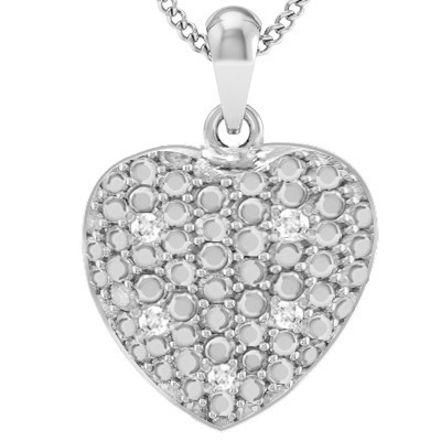 FABULOUS GENUINE WHITE DIAMOND 0.925 STERLING SILVER W/ PLATINUM PENDANT