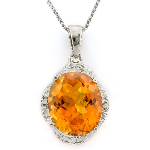 ELITE 3.7 CARAT AZOTIC GEMSTONE & DOUBLE GENUINE DIAMONDS PLATINUM OVER 0.925 STERLING SILVER PENDANT