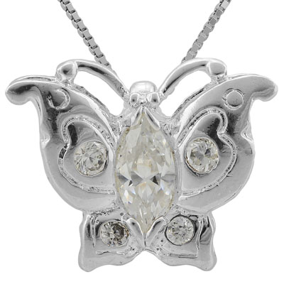 MARVELOUS 2 CARAT TW (5 PCS) CREATED WHITE SAPPHIRE & CREATED WHITE SAPPHIRE PLATINUM OVER 0.925 STERLING SILVER PENDANT