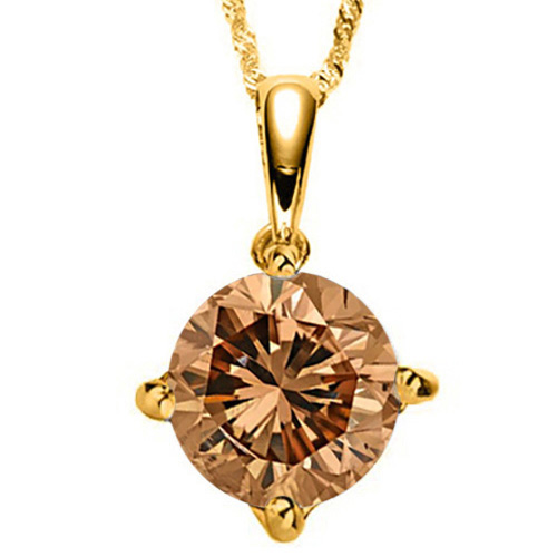 4MM GENUINE CHOCOLATE DIAMOND 14KT SOLID GOLD PENDANT