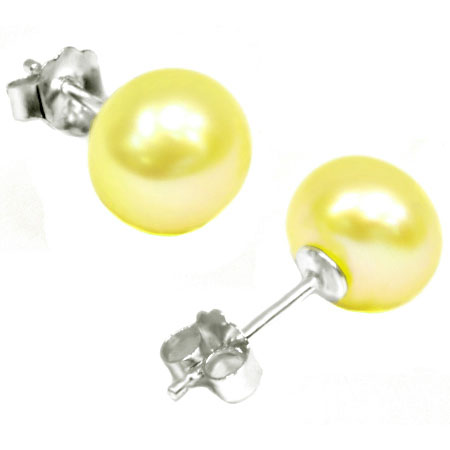 ELEGANT 3.32 CT GOLDEN YELLOW PEARL 0.925 STERLING SILVER EARRINGS
