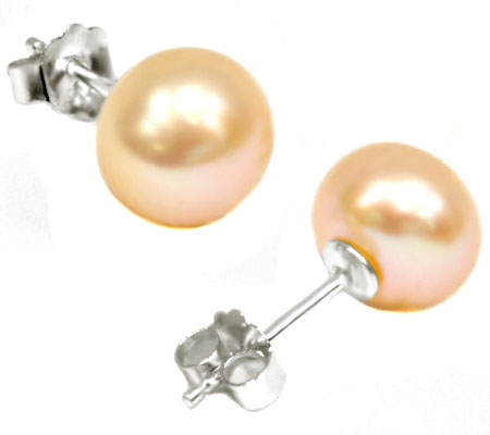 PRETTY 3.32 CT PEACH PEARL 0.925 STERLING SILVER EARRINGS