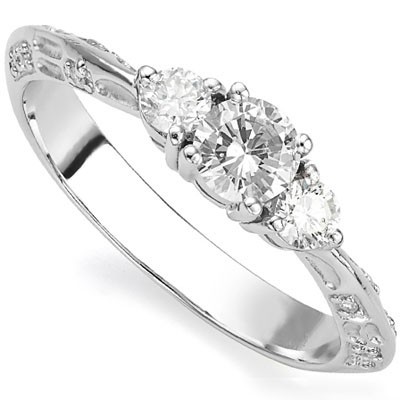 SPARKLING 1/2 CARAT WHITE DIAMOND  18K WHITE GOLD PLATED RING