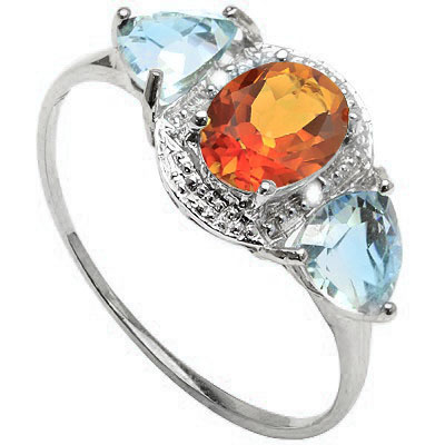 SPARKLING 1.10 CARAT TW AZOTIC GEMSTONE & BLUE TOPAZ PLATINUM OVER 0.925 STERLING SILVER RING