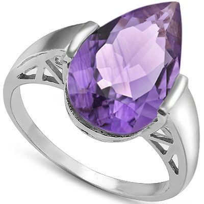 SMASHING 0.9 CARAT TW (18 PCS) AMETHYST PLATINUM OVER 0.925 STERLING SILVER RING