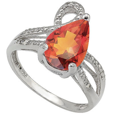 MARVELOUS 1.75 CARAT AZOTIC GEMSTONE & DOUBLE GENUINE DIAMONDS PLATINUM OVER 0.925 STERLING SILVER RING