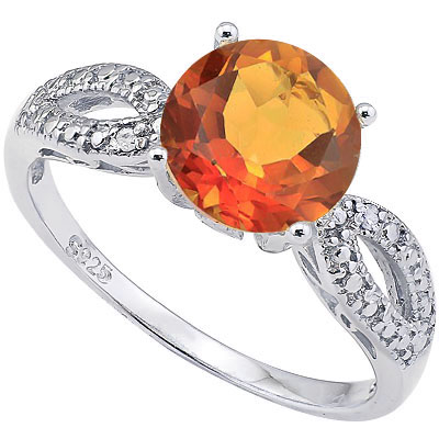 CLASSIC 2.0 CARAT AZOTIC GEMSTONE WITH DOUBLE GENUINE DIAMONDS PLATINUM OVER 0.925 STERLING SILVER RING