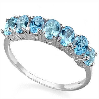 MEGNIFICENT 7 PCS SKY BLUE TOPAZ 0.925 STERLING SILVER W/ PLATINUM RING