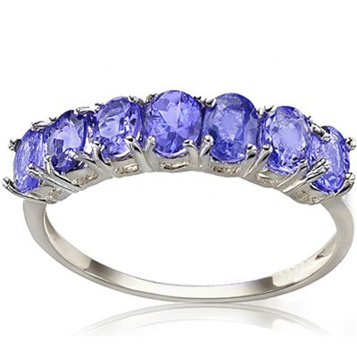 AMAZING (SI) 7 PCS GENUINE DEEP TANZANITE 0.925 WHITE SILVER RING