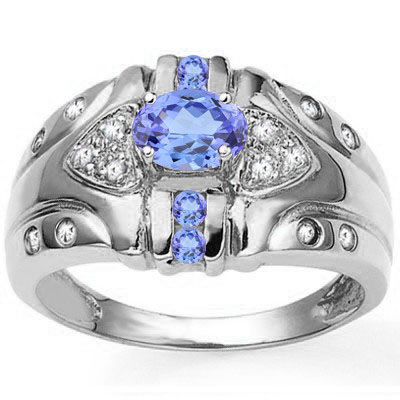 AWESOME 0.56 CARAT GENUINE TANZANITE & GENUINE TANZANITE PLATINUM OVER 0.925 STERLING SILVER RING