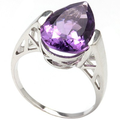 GLAMOROUS 4.88 CT AMETHYST 0.925 STERLING SILVER W/ PLATINUM RING