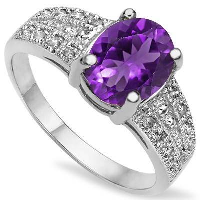 FANTASTIC & RARE BRAZILIAN AMETHYST 0.925 STERLING SILVER W/ PLATINUM RING