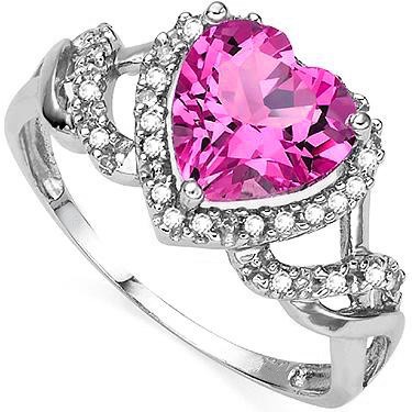 MARVELOUS 2.50 CT PINK TOPAZ WITH DIAMONDS 0.925 STERLING SILVER W/ PLATINUM RING