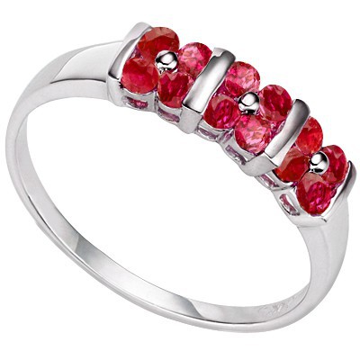 SIMPLE AND ELEGANT! 12 PCS GENUINE RUBY 0.925 STERLING SILVER W/ PLATINUM RING