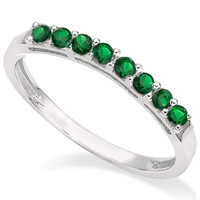 WONDERFUL 0.34 CT GENUINE EMERALD 0.925 STERLING SILVER W/ PLATINUM RING