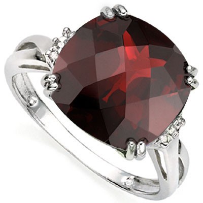 VIVACIOUS 6.87 CT GARNET DOUBLE WHITE DIAMOND 0.925 STERLING SILVER W/ PLATINUM RING