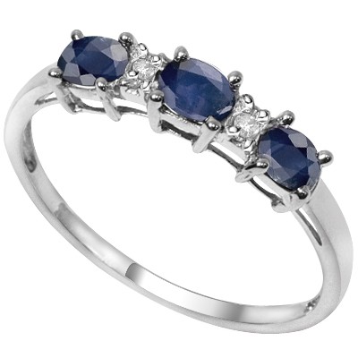 PRECIOUS 2.00 CT GENUINE SAPPHIRE WITH DOUBLE DIAMOND 0.925 STERLING SILVER W/ PLATINUM RING