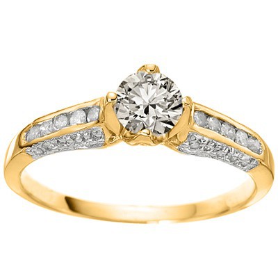 SPARKLING 1/2 CARAT  WHITE DIAMOND 18K YELLOW GOLD PLATED RING
