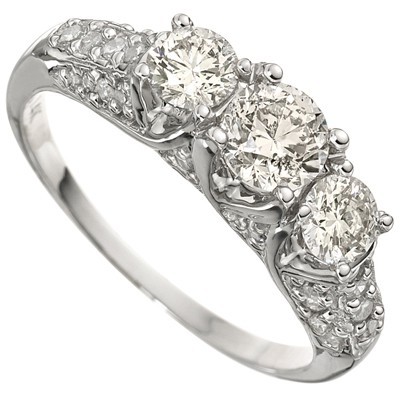 <B>DEA-</B>PRECIOUS  1.13 CARAT  WHITE DIAMOND  14K SOLID WHITE GOLD RING