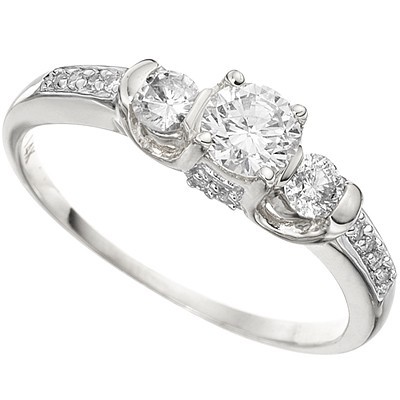 <B>DEA-</B>BRILLIANT 1/2 CARAT  WHITE DIAMOND  14K SOLID WHITE GOLD RING
