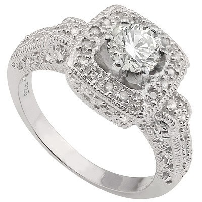 <B>DEA-</B>PERFECT 3/5 CARAT WHITE DIAMOND  18K WHITE GOLD PLATED RING